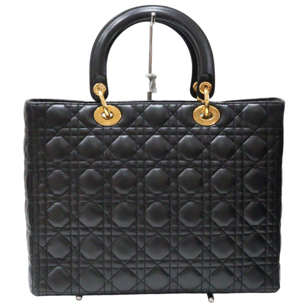 Christian Dior Lady Cannage Leather Handbag Shoulder Bag Strap Black - Picture 2 of 7